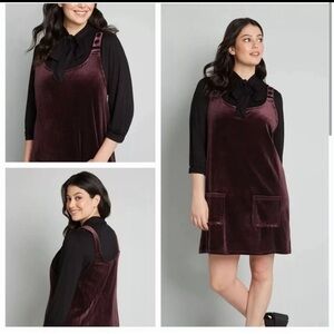 ModCloth Burgundy Whispers Soft Sweet Velvet Jumper- NWT!